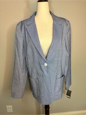 NWT sz XXL Nordstrom Signature searsucker striped blazer jacket pockets lined